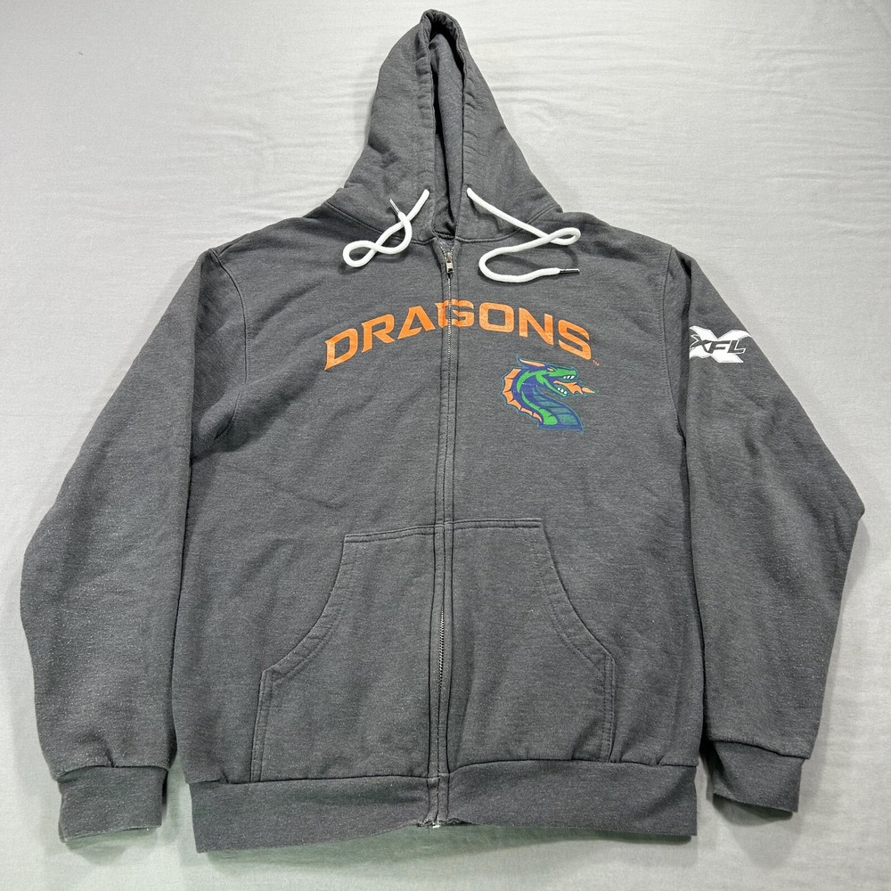 Seattle Sea Dragons Hoodie Adult Medium‎ Gray Full Zip Sweatshirt XFL Unisex